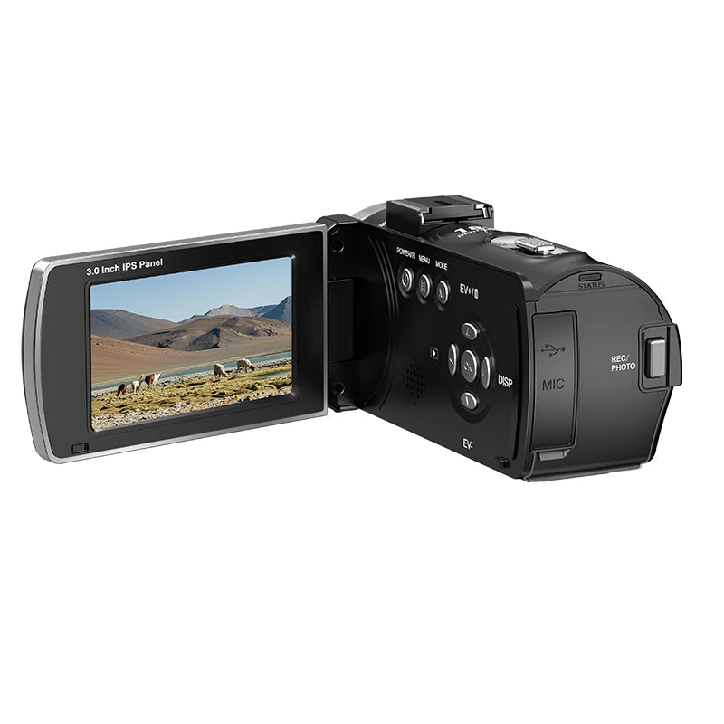 Caméscope Ordro Z36 4K 64MP – Zoom 18x, Vision Nocturne IR, Écran Tactile 270°, Fill-in LED, Webcam, Style Vintage – CLEVI Paris