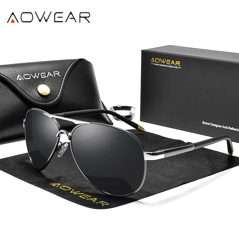 Lunettes de Soleil Aviateur Homme – Polarisées UV400 | AOWEAR | Style Pilote