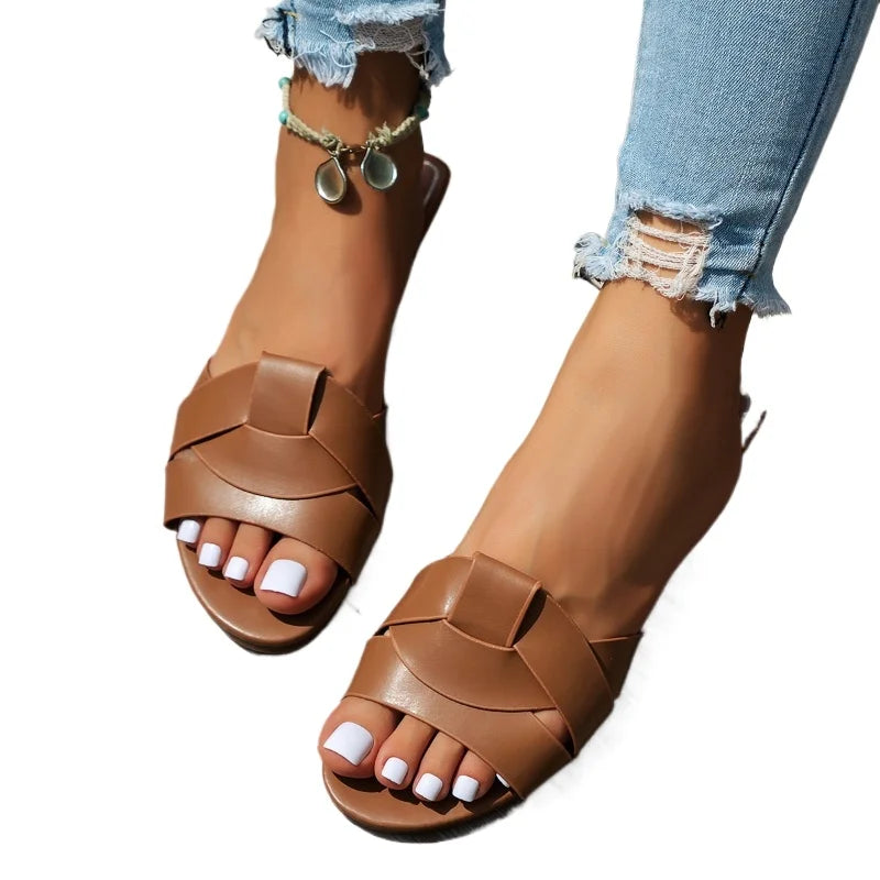 Sandales femme tressées en similicuir – CLEVI Paris