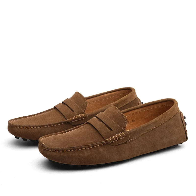 Mocassins Homme Cuir Suède Véritable – Chaussures Casual Conduite Slip-On
