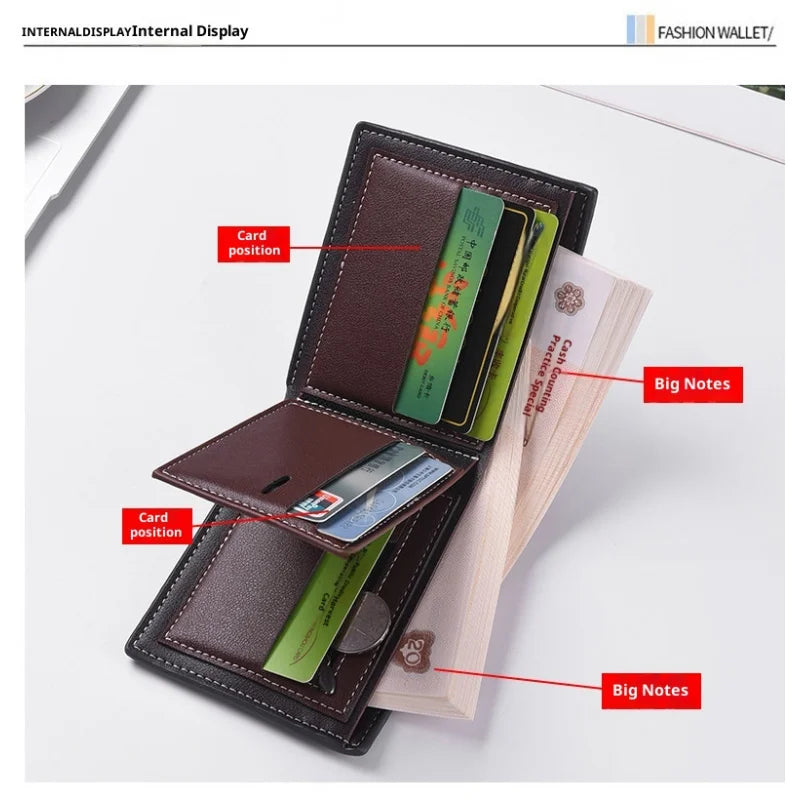 Portefeuille Homme Tressé Ultra-Fin Multi-Cartes Cuir PU – CLEVI Paris