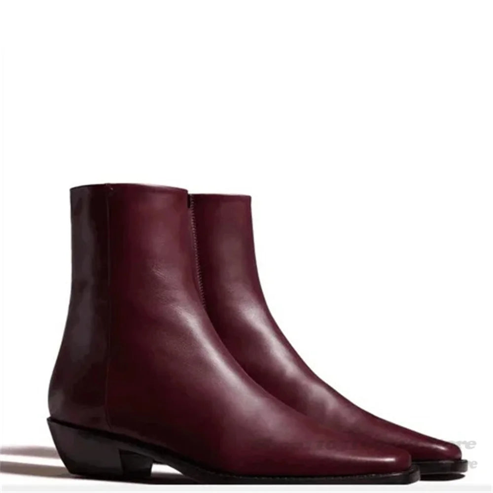 Chelsea Boot Homme Cuir Véritable Bout Pointu – Zip Latéral Fait Main