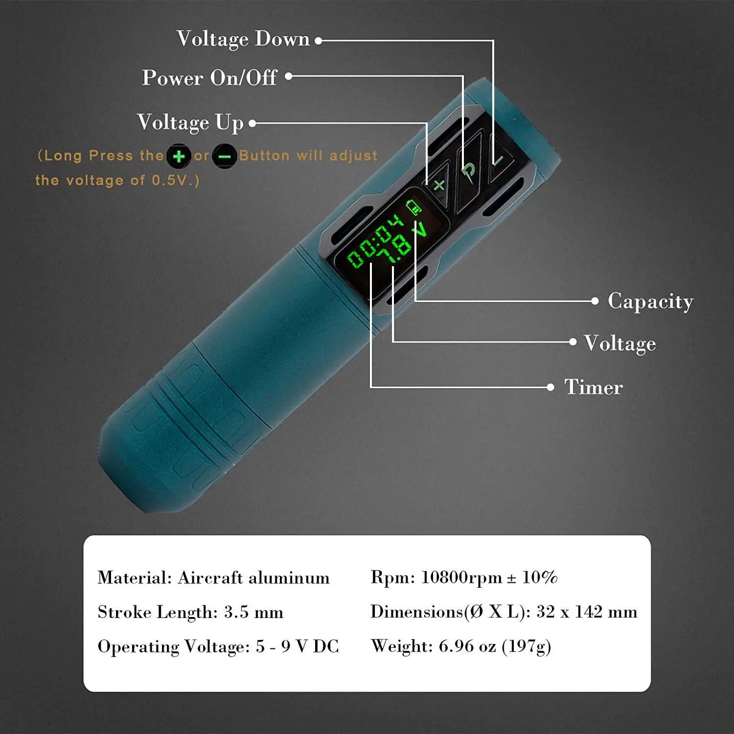 Machine à Tatouer Sans Fil EZ P2S | Stylo Rotatif Professionnel 1800mAh