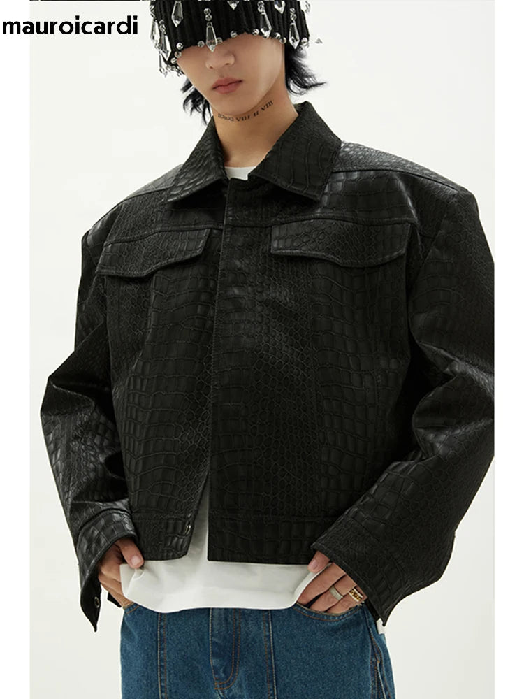 Veste Courte Homme Simili Cuir Imprimé Crocodile – CLEVI Paris