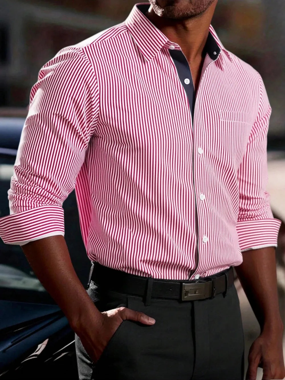 Chemise homme à rayures imprimées – CLEVI Paris
