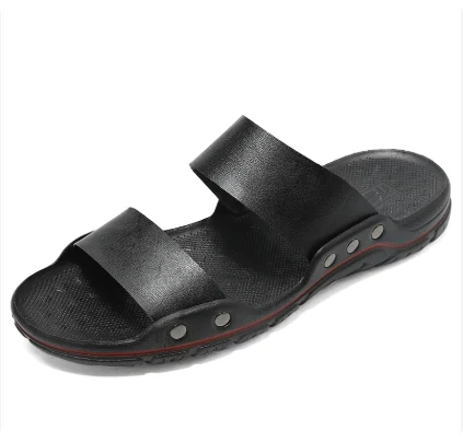 Fashion New Men's Crocodile Embossed Leather Slippers Casual Sandals For Men Summer Open Toe Beach Garden Shoes Flip Flops