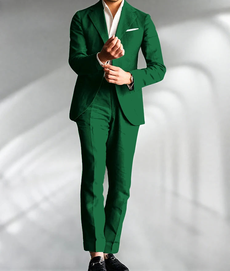 Costume Homme Mariage Slim Fit – Blazer & Pantalon Lin | 15 Coloris