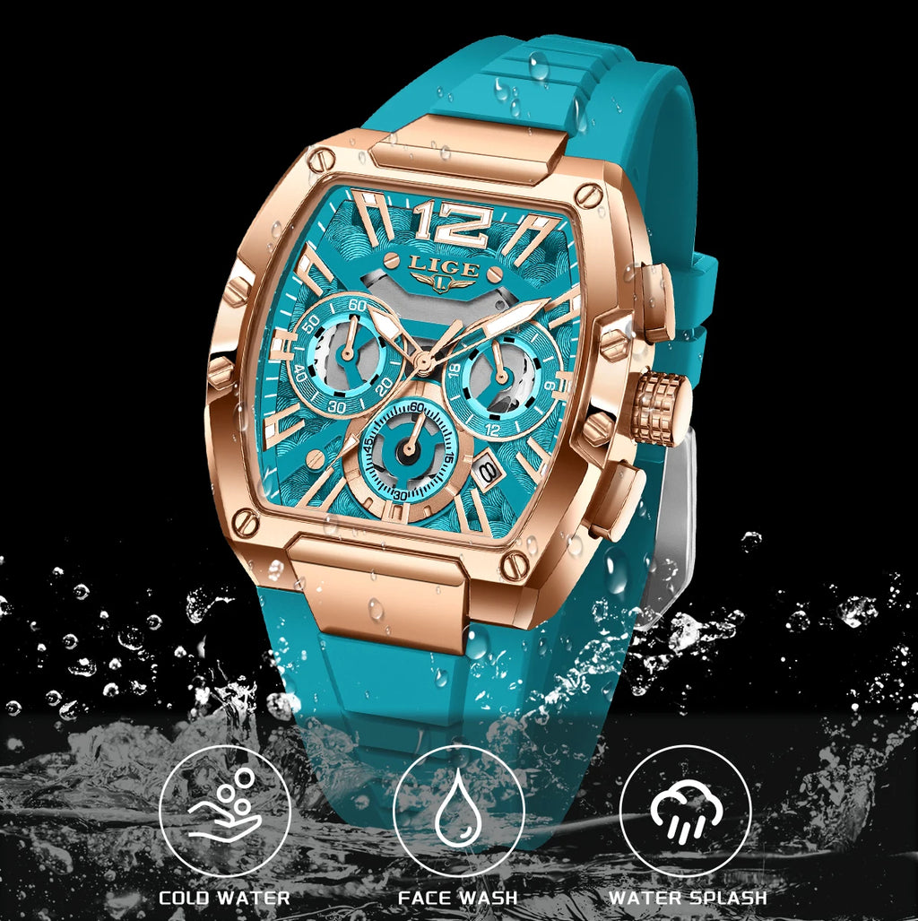 Montre Quartz Homme LIGE LG89206 – Chronographe Sport Militaire, Silicone & 6 Coloris