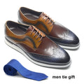 Derby Brogue Homme Wingtip – Cuir de Vache Véritable, Lacets, Bicolore, Automne-Hiver – CLEVI Paris