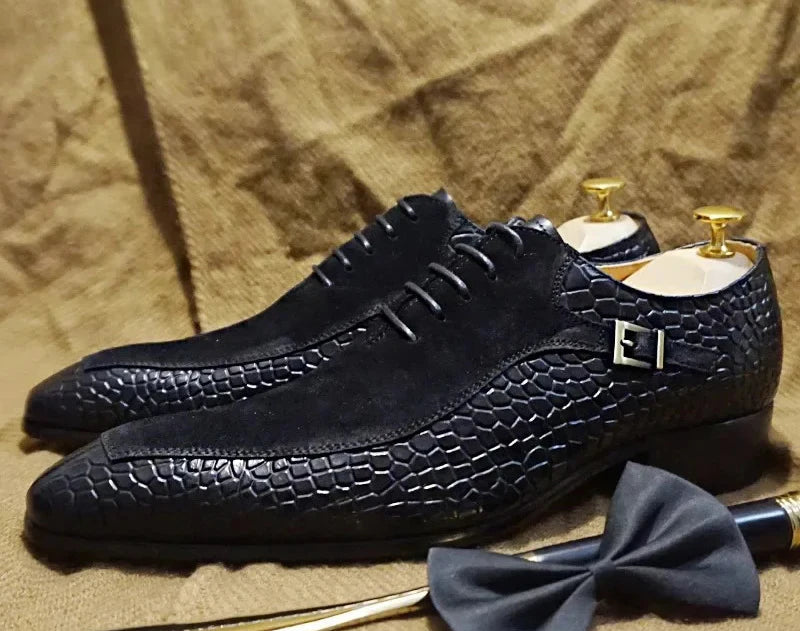 Oxford de Luxe Homme Cuir Véritable Bout Pointu Boucle | Noir & Marron – CLEVI Paris