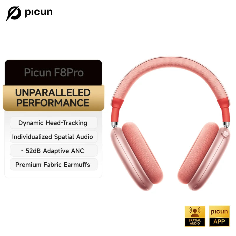 Casque Picun F8 Pro ANC -52dB Spatial 3D Head Tracking BT 5.4 140h 5 Micros ENC – CLEVI Paris