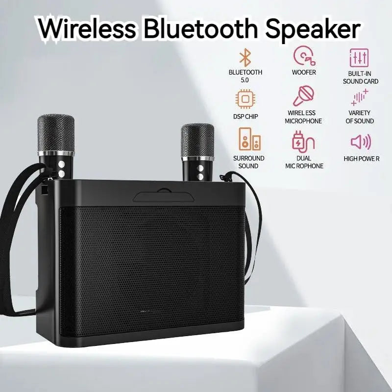 Enceinte Bluetooth Newmsnr 120W Karaoké 2 Micros Basses Profondes 5-6h Fête – CLEVI Paris