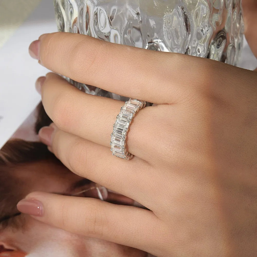 Bague Moissanite Coupe Émeraude 3×5mm Argent 925 – CLEVI Paris