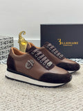Sneakers Cuir Broderies Homme Marron Beige Noir Bleu – Tailles 39-45 – CLEVI Paris