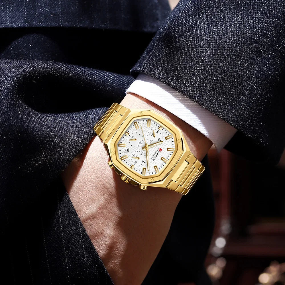 CURREN Montre Quartz Homme Sport Carrée Acier Étanche Chronographe – CLEVI Paris