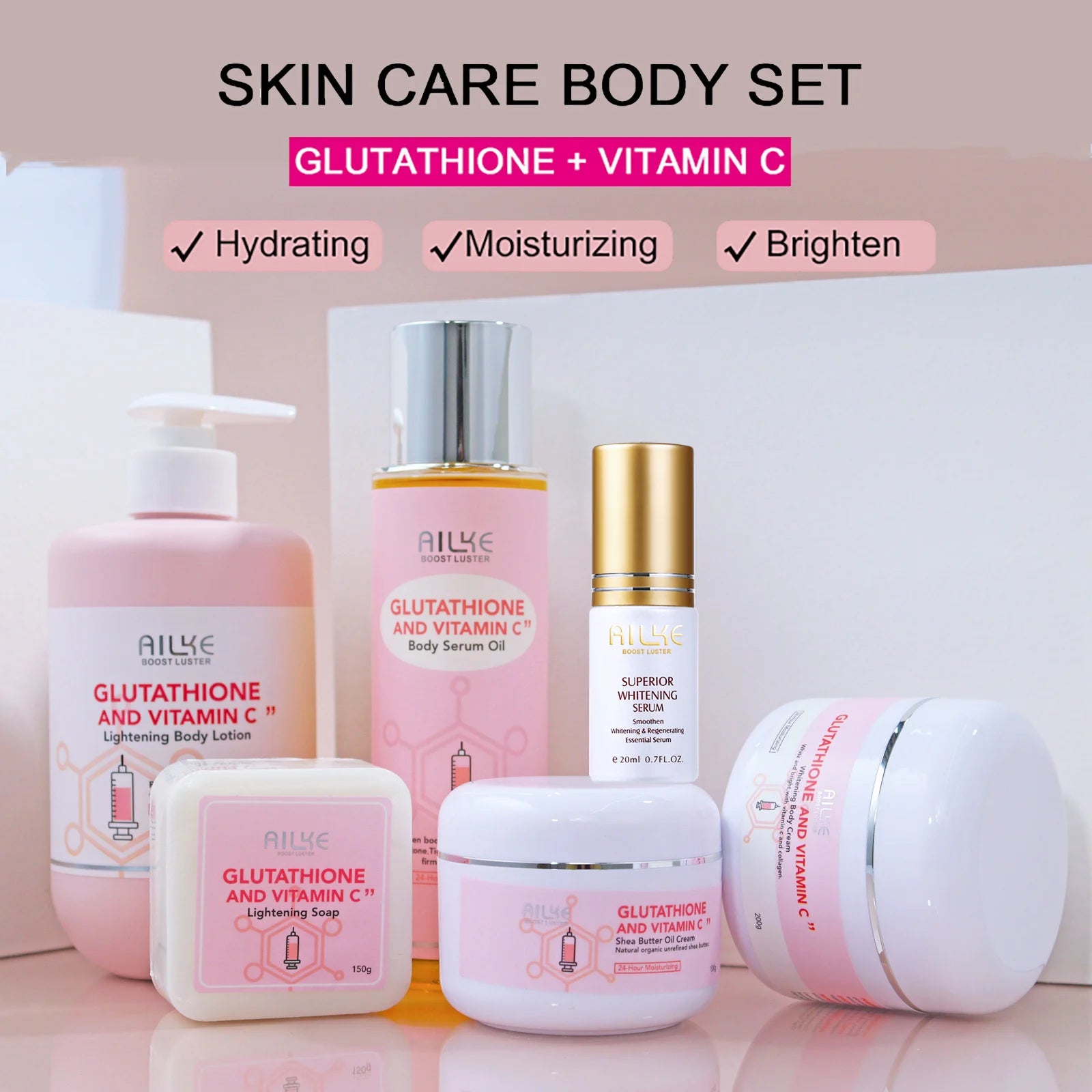 Gamme Éclat Peau AILKE | Glutathion & Vitamine C | Sérum, Crème, Lotion & Sets – CLEVI Paris