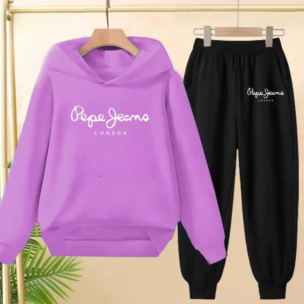 Ensemble Sweat à Capuche + Pantalon Enfant 3-13 Ans – Imprimé Lettres, Unisexe, Toutes Saisons – CLEVI Paris