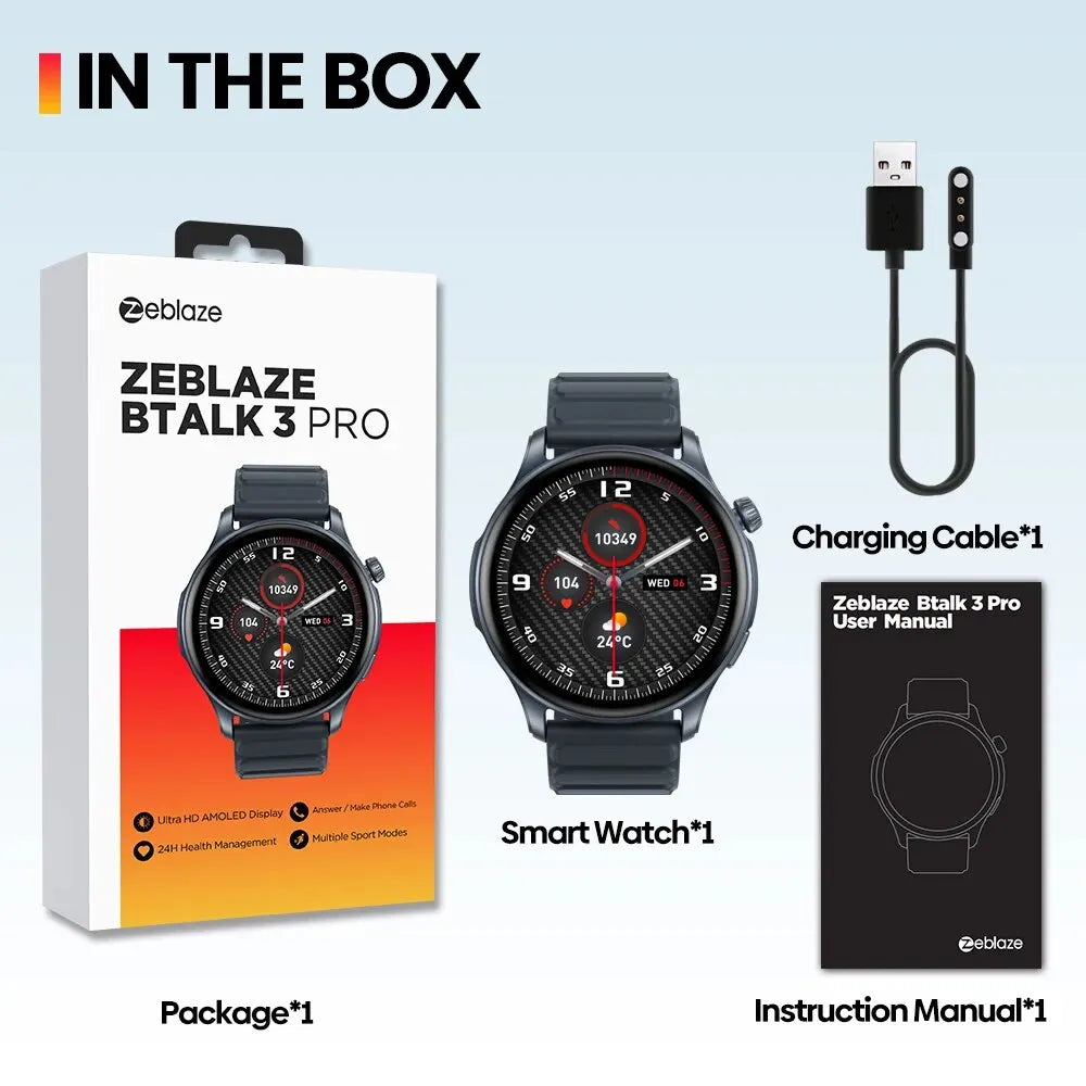 Montre Connectée Zeblaze BTALK 3 PRO AMOLED 1,43" Appels Bluetooth Santé Sport – CLEVI Paris