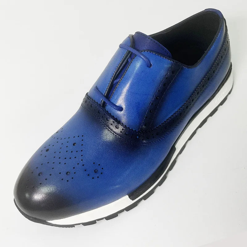 Sneakers Homme Cuir Véritable Brogue Oxford Respirant Lacets 6 Coloris – CLEVI Paris