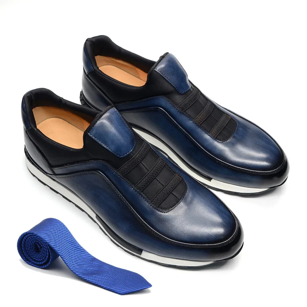 Sneakers Loafers Homme Cuir de Vache Artisanaux Slip-On Respirant | Casual & Business EU 38-46