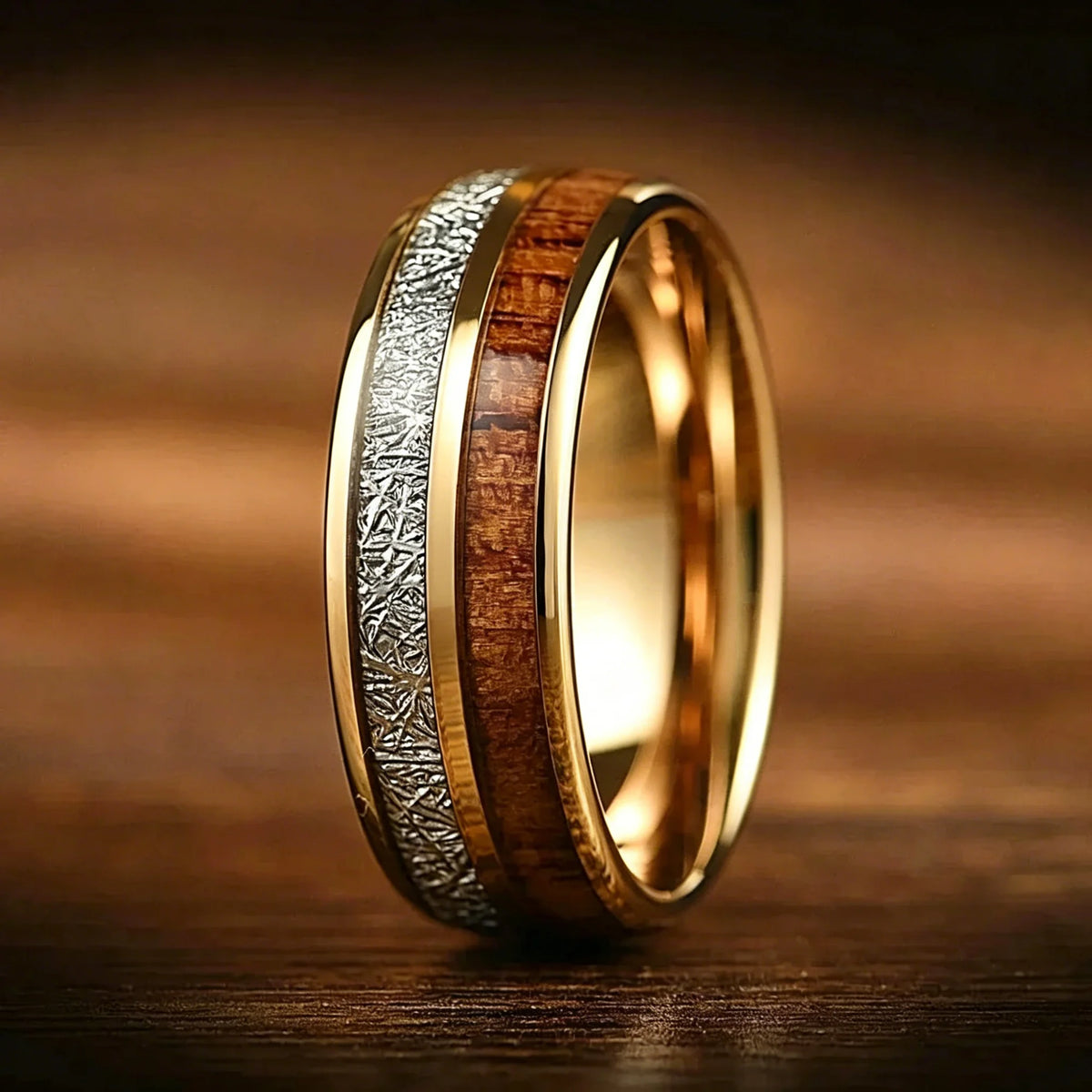 Bague Unisexe Opale Rouge et Météorite – CLEVI Paris
