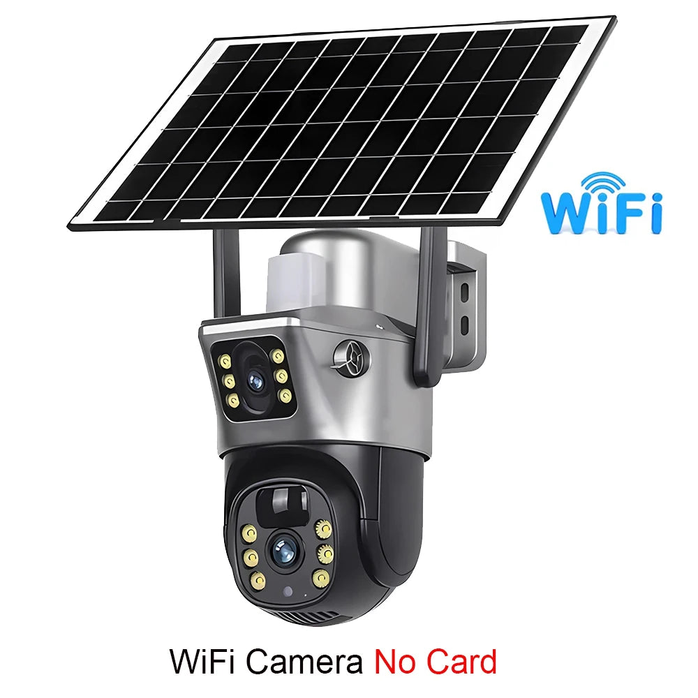 Caméra Solaire Extérieure 4K Double Objectif PTZ – WiFi ou 4G SIM – Batterie 8000mAh – CLEVI Paris
