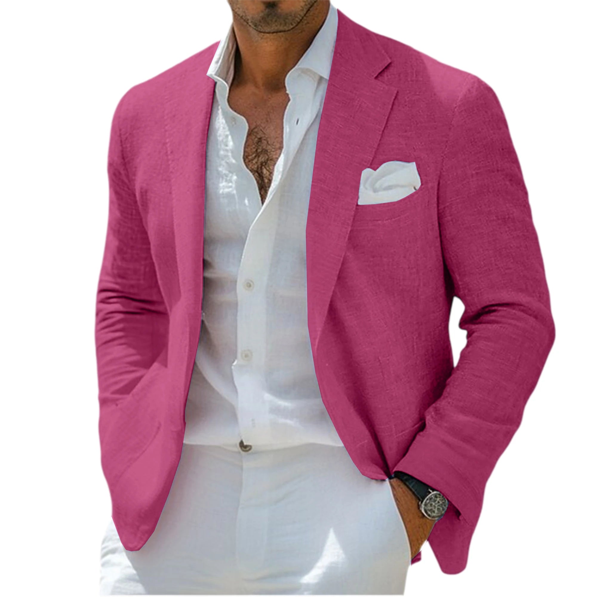 Blazer Homme Lin Slim Fit Léger Respirant Col Cranté Mariage Plage Business – CLEVI Paris