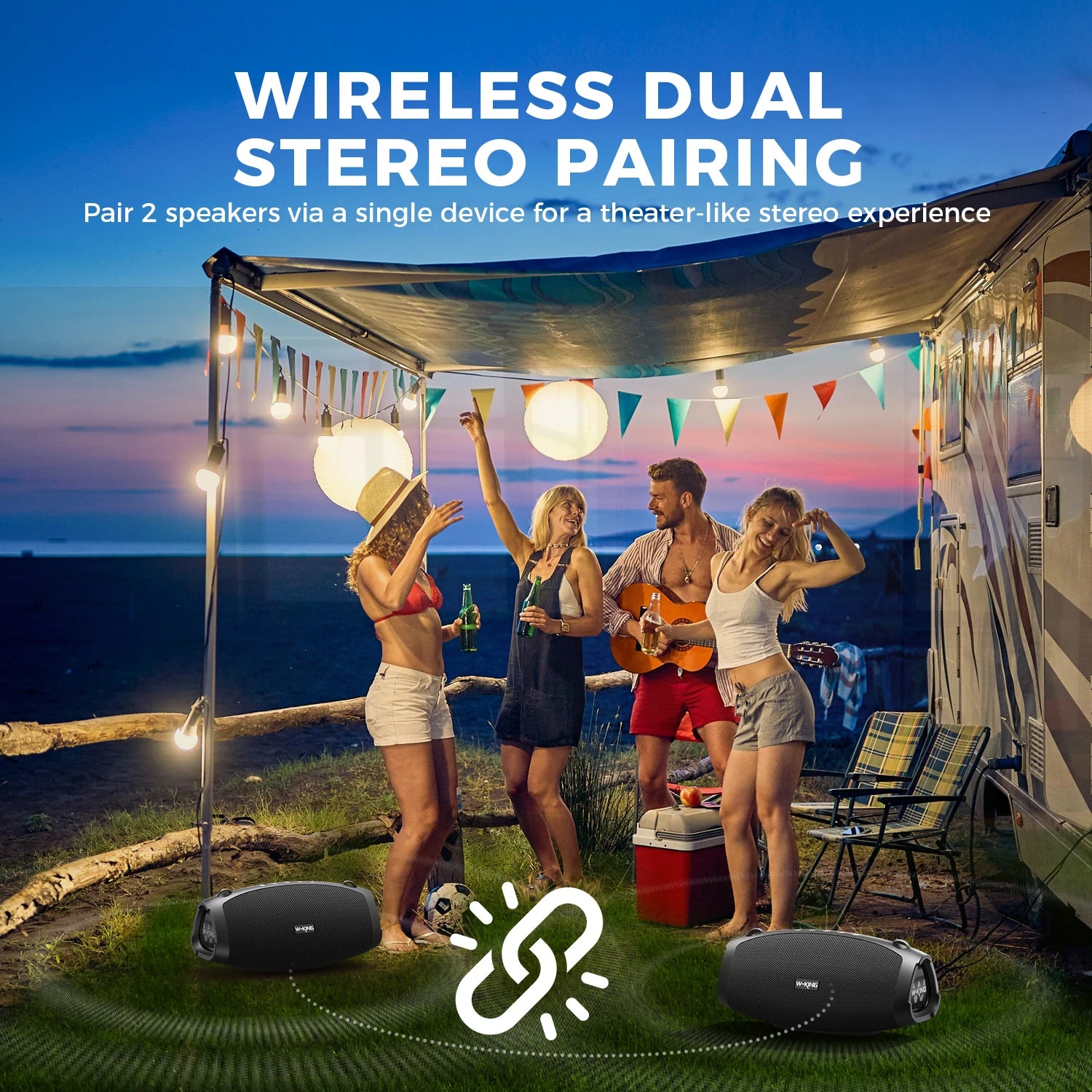 Enceinte Bluetooth 70W RMS – IPX6, 42h, Micro Sans Fil, Karaoké, Power Bank | W-KING X10MIC