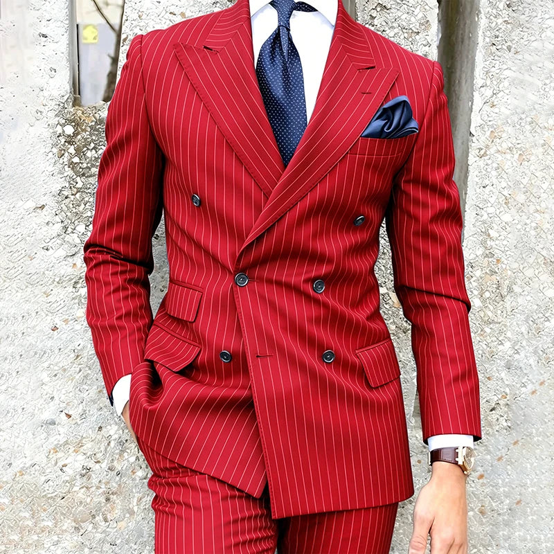 Costume 2 Pièces Homme Double Boutonnage Revers Pointu Slim Fit – CLEVI Paris