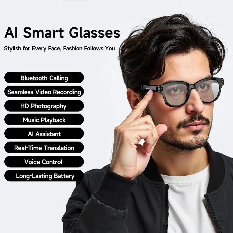 Lunettes Connectées Lenovo M89 Caméra 16MP 4K OIS Flash LED Bluetooth 5.3 Traduction 11 Langues 12h Batterie Cobalt – CLEVI Paris