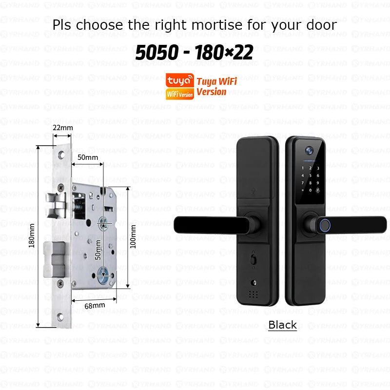 Serrure Connectée YRHAND H01 IP66 Caméra Sonnette WiFi Tuya Empreinte Digitale – CLEVI Paris