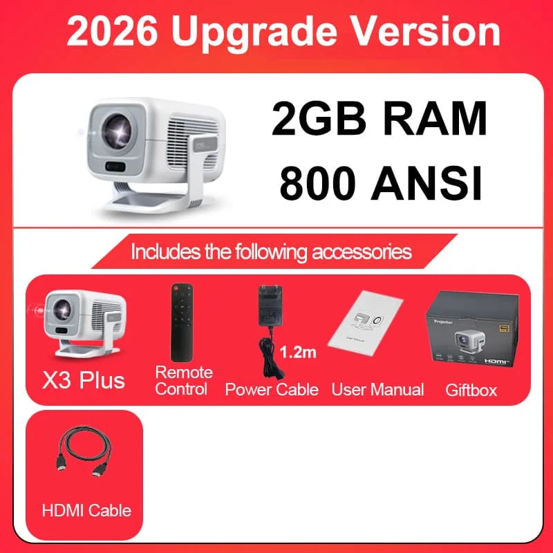 DITONG X3 Plus Projecteur Mini Android 11 1080P 4K 800 ANSI Autofocus Ratio 0,8:1 – CLEVI Paris