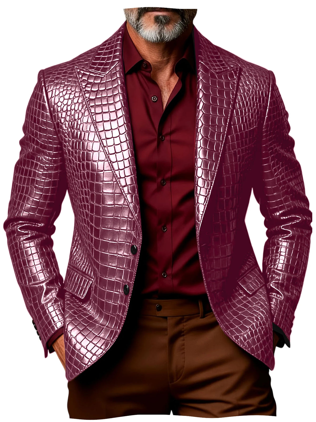 Blazer homme effet croco simple boutonnage – CLEVI Paris