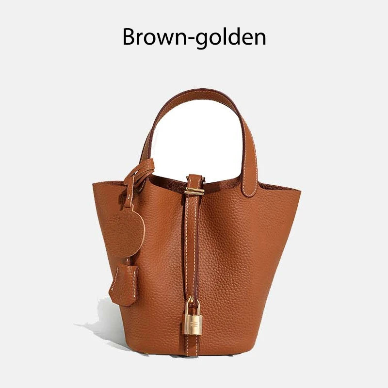 Sac Seau Femme Cuir Véritable TOGO Cadenas & Foulard Décoratif – CLEVI Paris