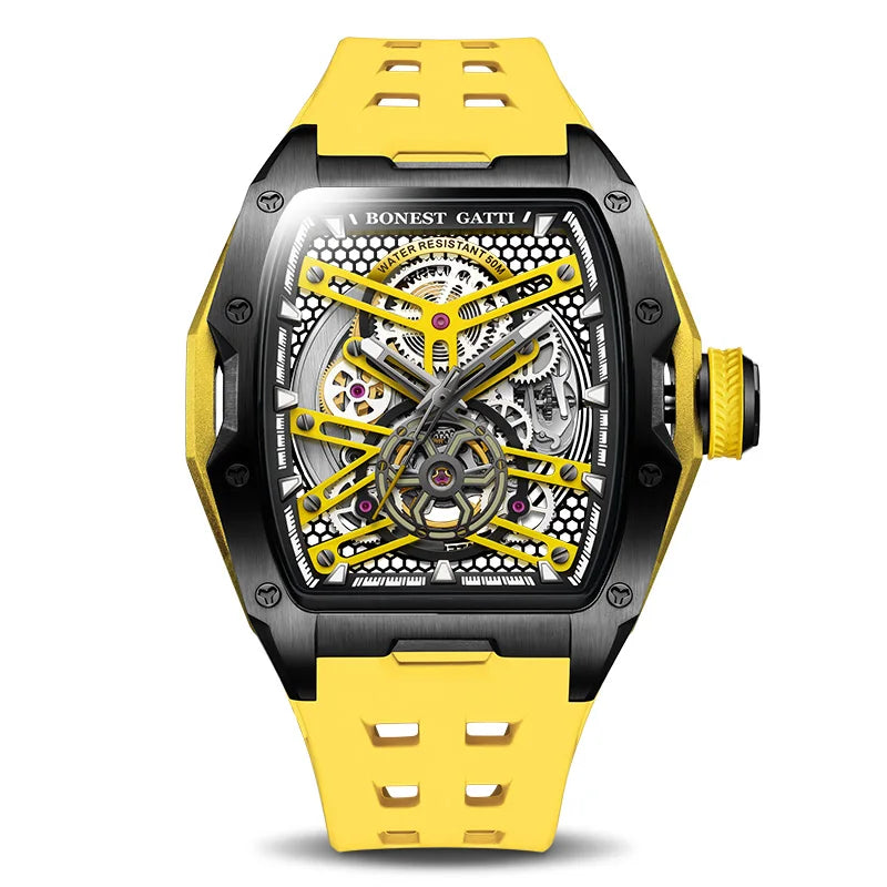 Montre BG5502 – Automatique Tonneau 46 mm, Cadran Squelette, Verre Saphir, Aiguilles Lumineuses, Étanche 50 ATM – CLEVI Paris