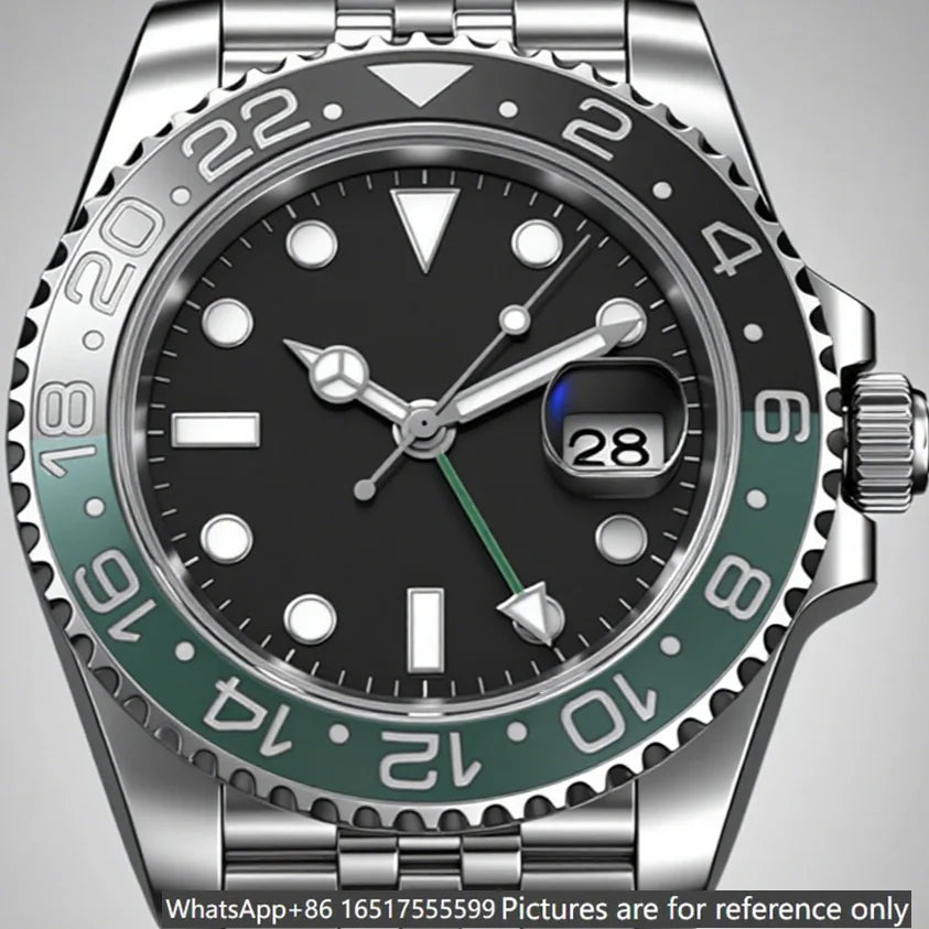 Montre Automatique Homme Style GMT 40MM Acier 904L Cadran Lumineux – CLEVI Paris