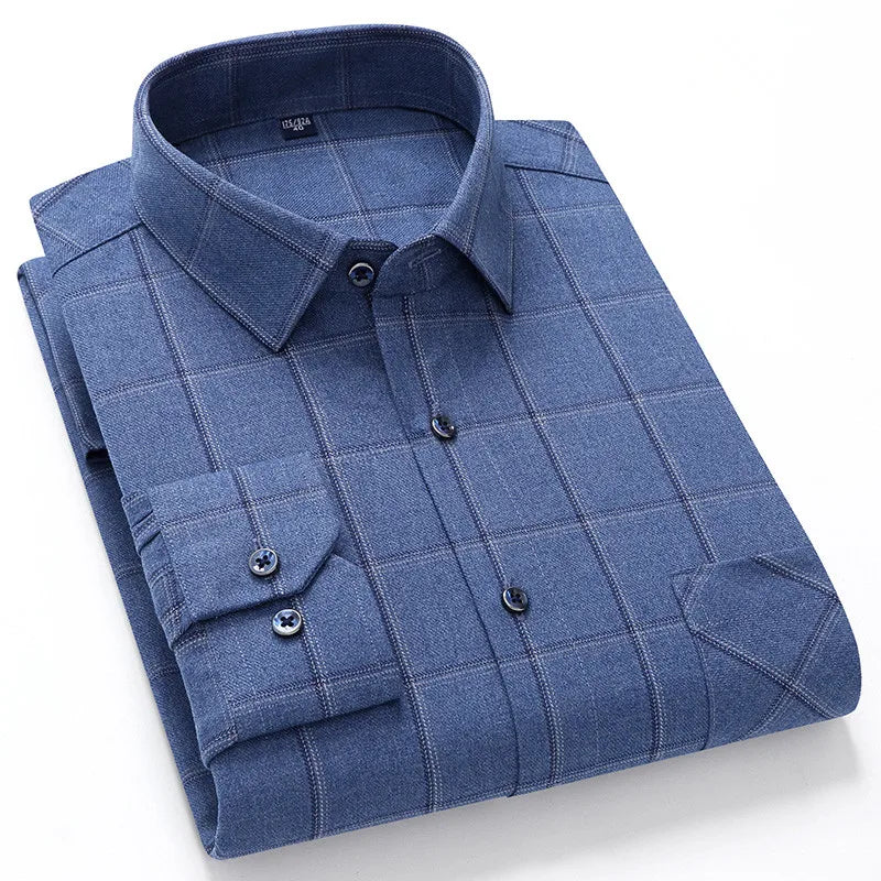 Chemise Homme Manches Longues Coton Carreaux Style Britannique – CLEVI Paris