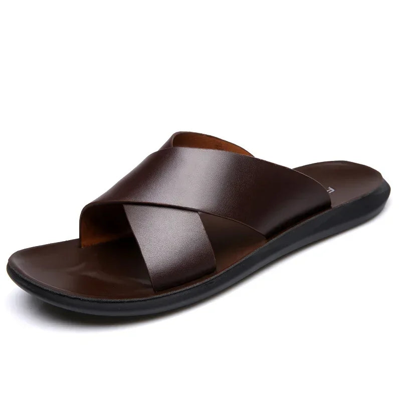Sandales Homme Gladiateur Cuir Véritable Casual Plage – CLEVI Paris