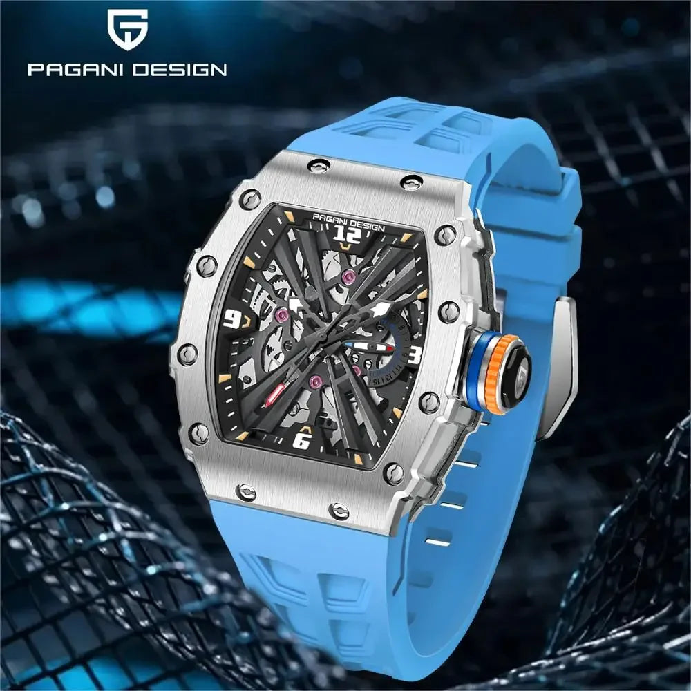 PAGANI DESIGN Montre Quartz Japonais Femme Homme Rectangulaire Saphir Silicone 42mm 100m – CLEVI Paris