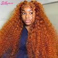 Perruque Lace Front Cheveux Humains Vague d'Eau Orange Gingembre 13x4 13x6 HD Lace Frontal Bouclée Brésilienne #350 – CLEVI Paris