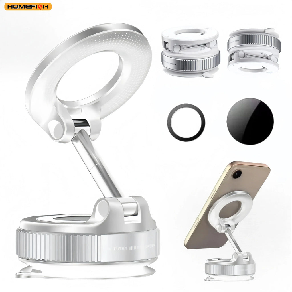Support Téléphone Magnétique HOMEFISH K007 | Aluminium, 3 Axes, Ventouse, Voiture & Bureau – CLEVI Paris