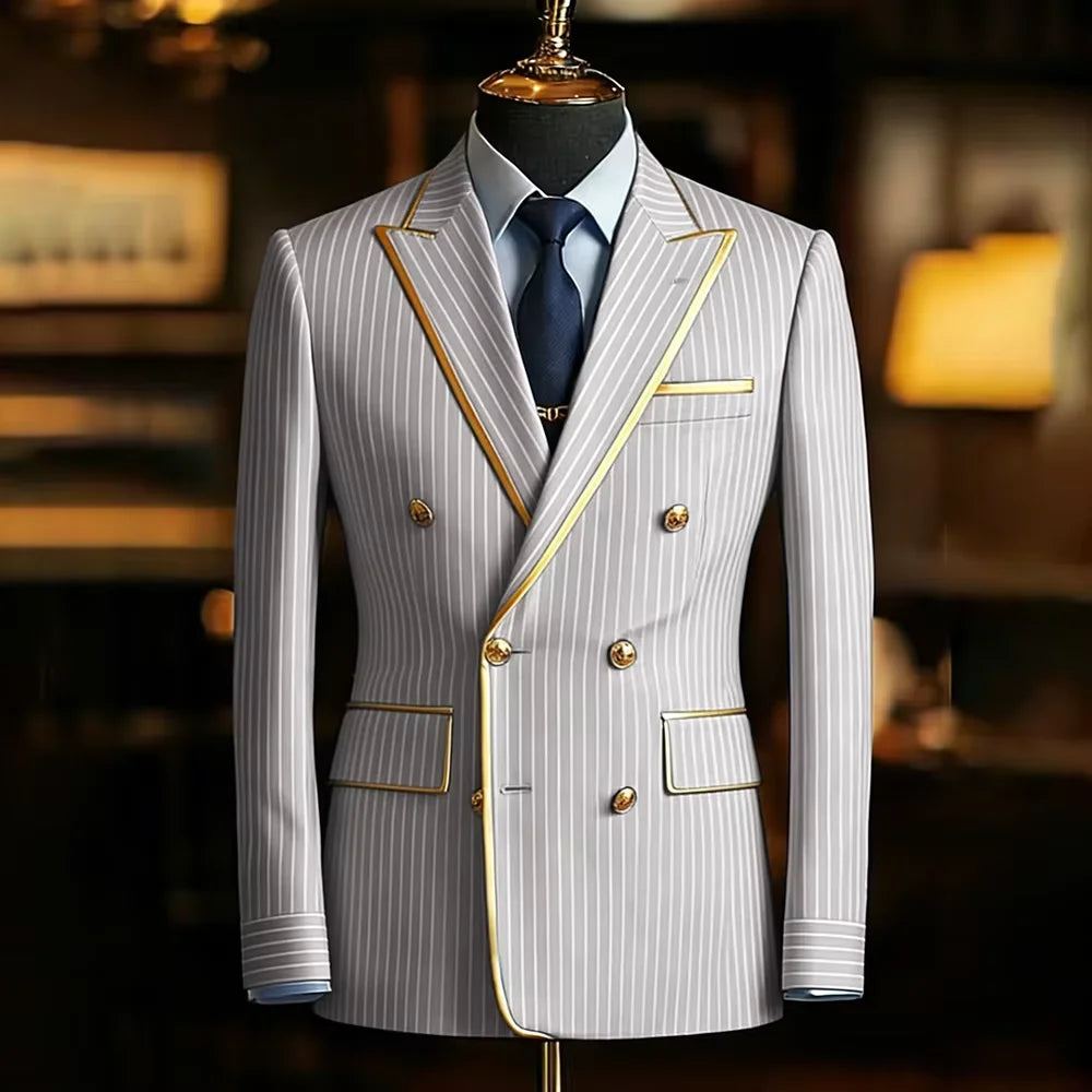 Blazer Croisé Homme Rayures Fines – CLEVI Paris