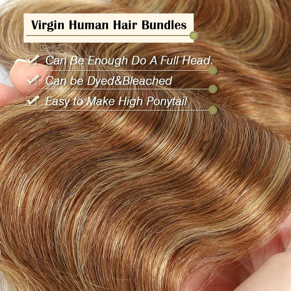 Extensions Body Wave Highlight Ombré P4/27 Brun/Blond Miel — CLEVI Paris