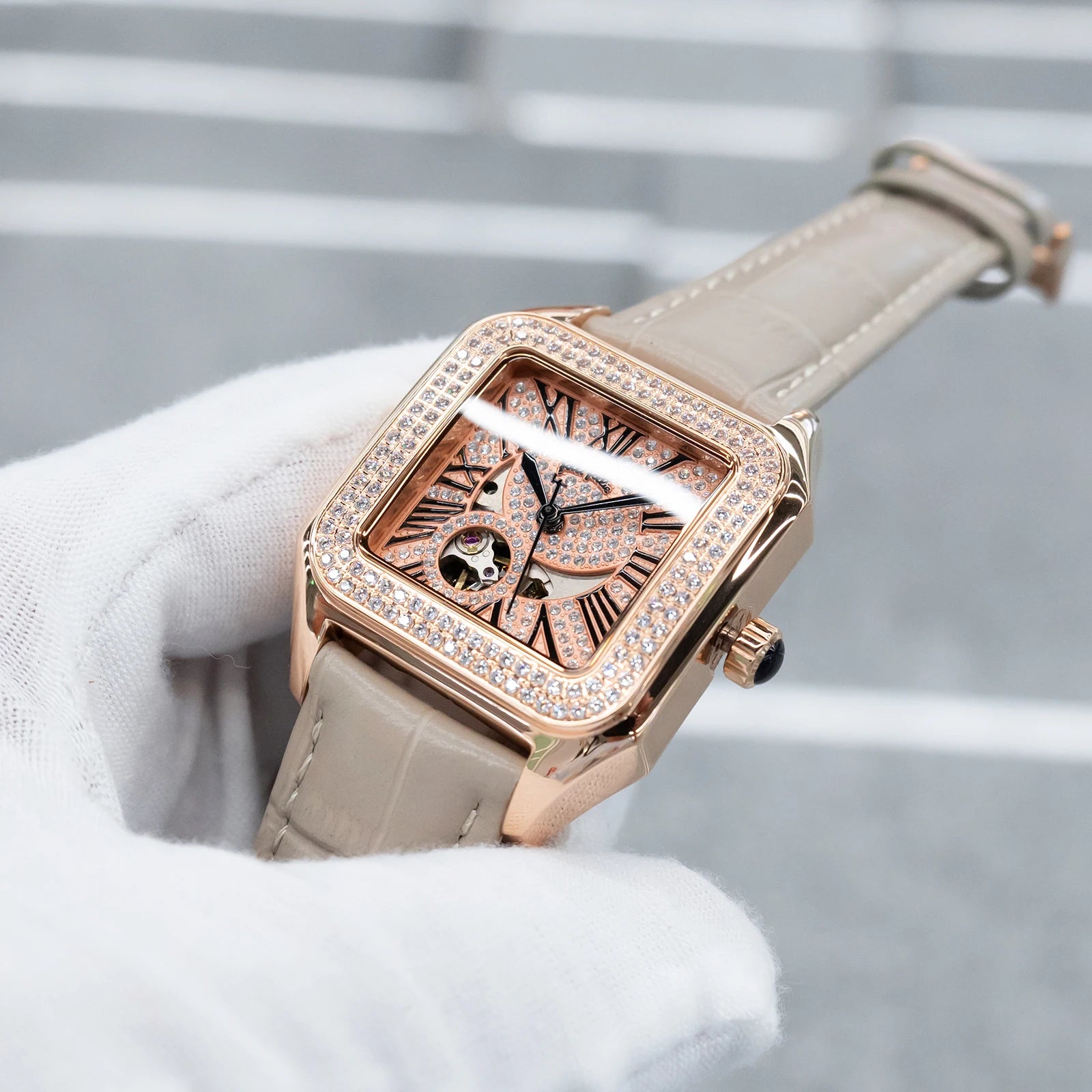 OBLVLO Montre Automatique Femme Chiffres Romains Acier Inoxydable Lumineuse – CLEVI Paris