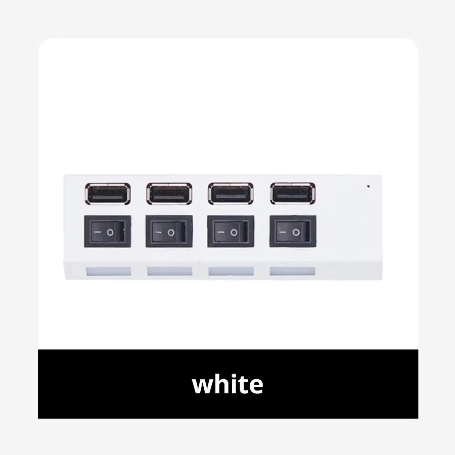 Hub USB 2.0 4 ou 7 Ports LED Interrupteurs Individuels Noir Blanc PC – CLEVI Paris