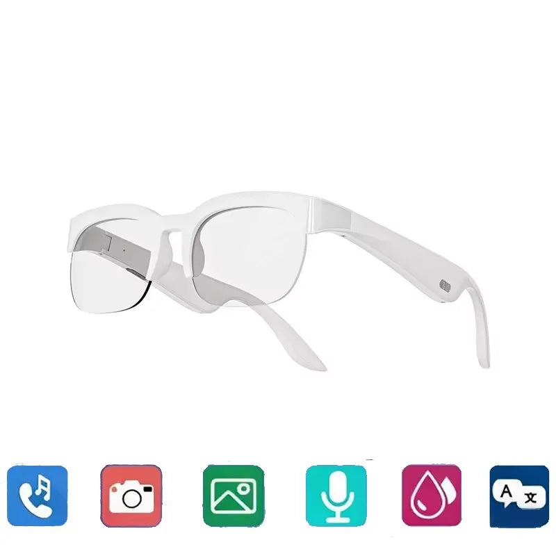 Lunettes Connectées Lenovo IA Traduction Bluetooth Musique & Appels | Noir Blanc Mixte
