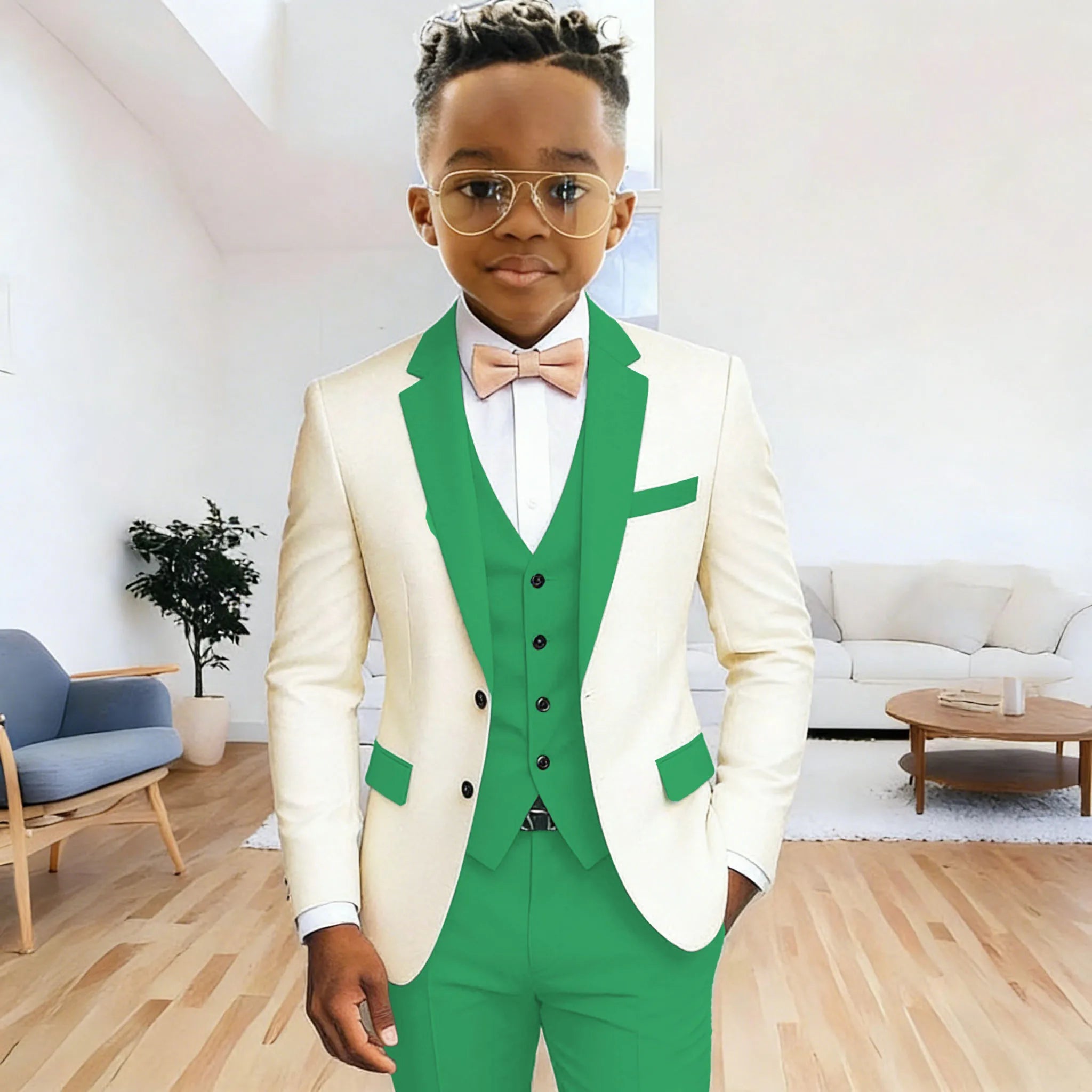 Costume 3 Pièces Garçon | Veste + Gilet + Pantalon | Mariage Cérémonie 2-16 Ans