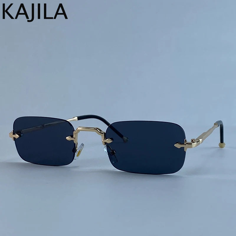 Lunettes de Soleil Sans Monture Rectangulaires Punk UV400 Dégradé Homme Vintage – CLEVI Paris
