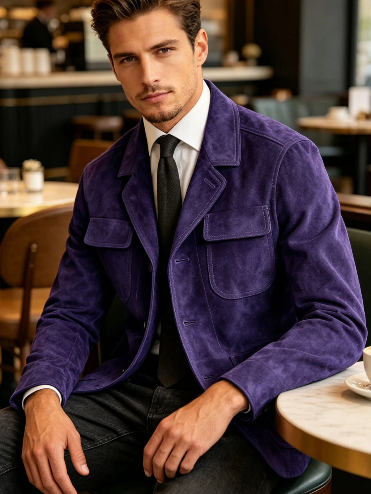 Veste Safari Suédine Homme – CLEVI Paris