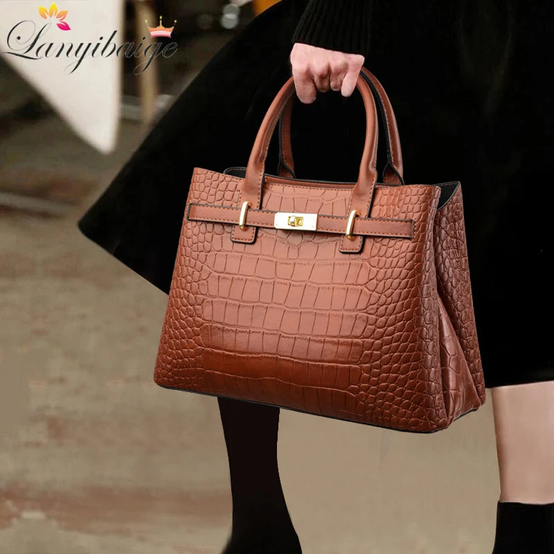 Sac à Main Femme LANYIBAIGE PU Vintage Motif Crocodile 30×12×22cm 5 Coloris – CLEVI Paris